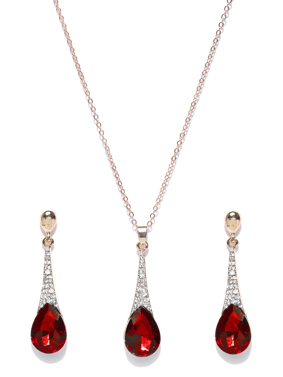 YouBella Gold-Toned  Red Stone-Studded Jewellery Set